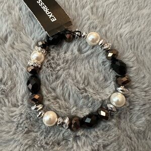 Express Black, Silver, and Pearl Bracelet, NWT